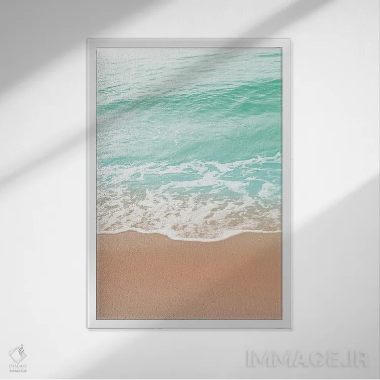 تابلو رویای زیبایی اقیانوس بژ و زمردی ملایم I اثر هنر آنیتا و بلا - نمای قابدار سفید