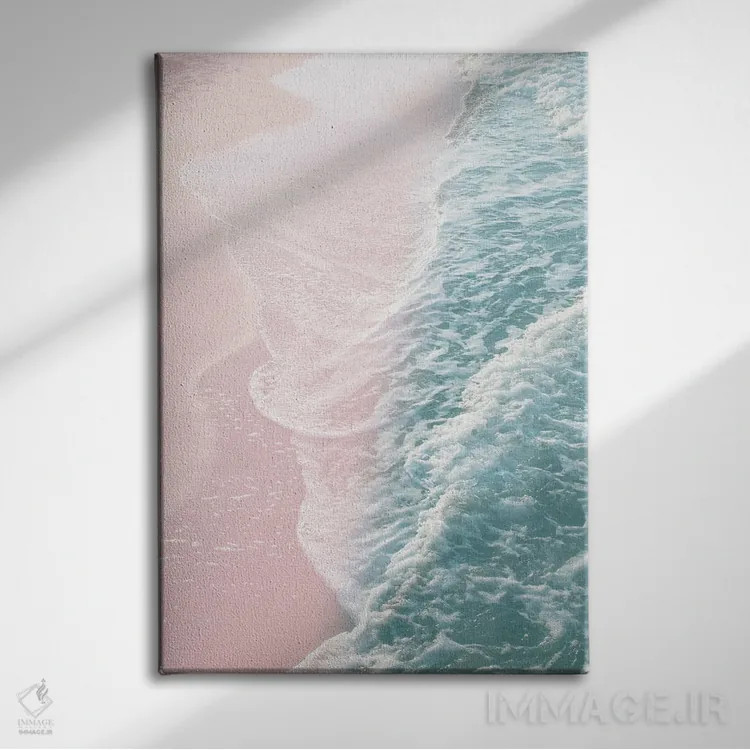 تابلو رویای امواج اقیانوس سبزآبی و گونهای ملایم I اثر هنر آنیتا و بلا - نمای روبهرو روی دیوار
