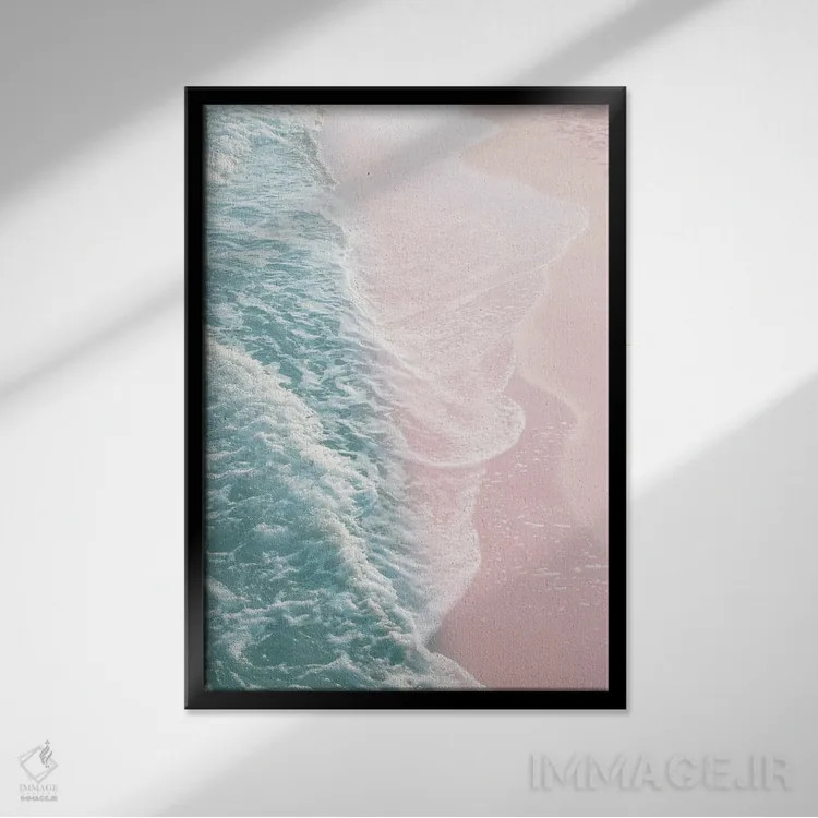 تابلو رویای امواج اقیانوس I با انعکاس سبزآبی ملایم و رنگ گونه اثر هنر آنیتا و بلا - نمای قابدار مشکی