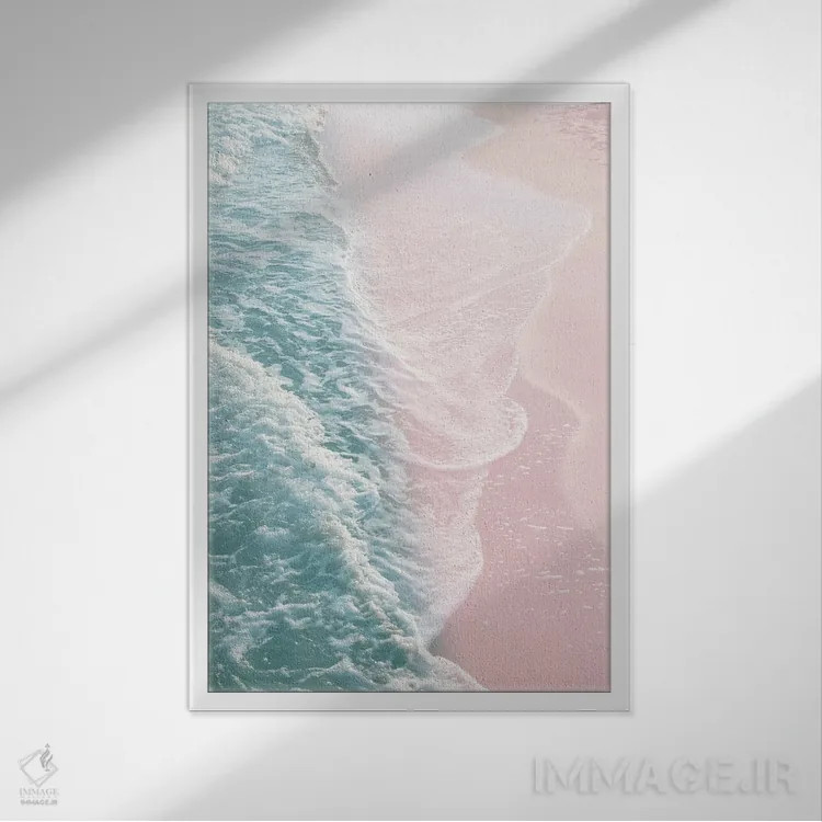 تابلو رویای امواج اقیانوس I با انعکاس سبزآبی ملایم و رنگ گونه اثر هنر آنیتا و بلا - نمای قابدار سفید