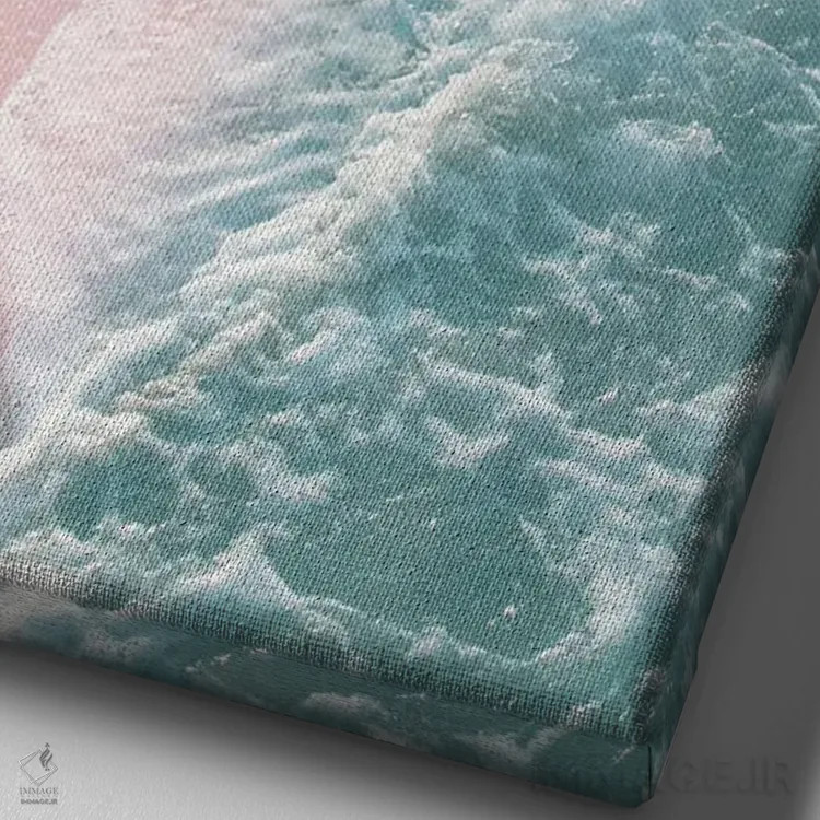 تابلو رویای امواج اقیانوس سبزآبی و گونهای ملایم I اثر هنر آنیتا و بلا - نمای نزدیک بافت بوم