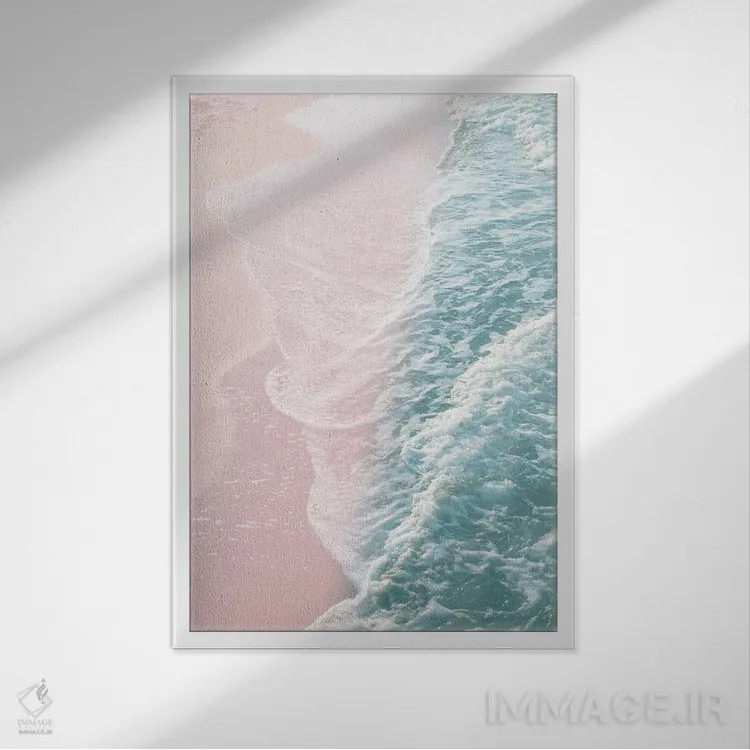 تابلو رویای امواج اقیانوس سبزآبی و گونهای ملایم I اثر هنر آنیتا و بلا - نمای قابدار سفید