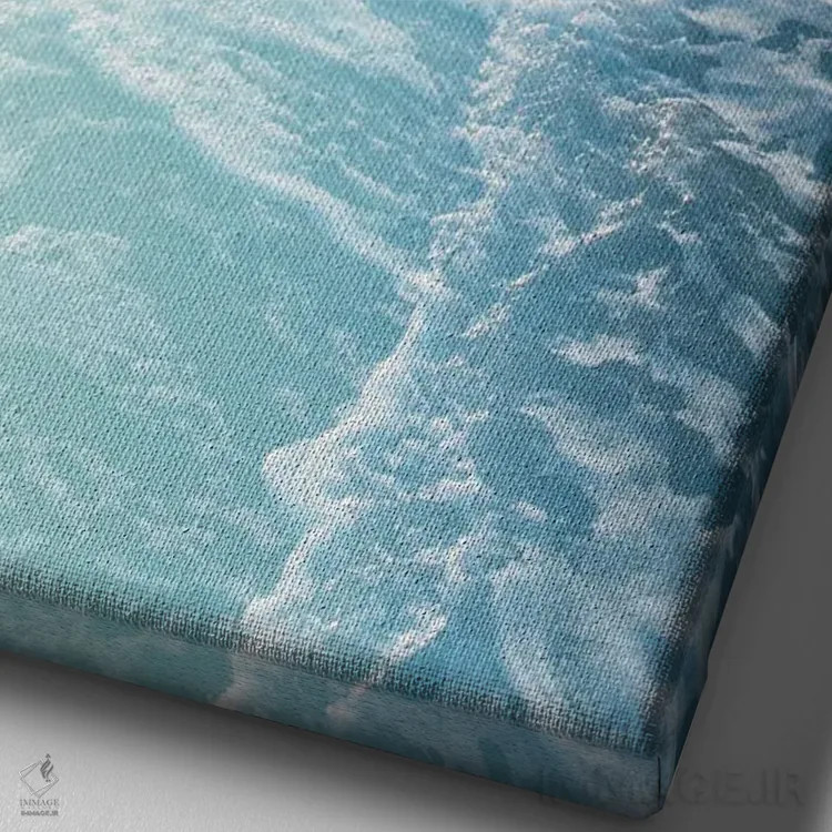 تابلو رویای امواج اقیانوس II با فیروزهای ملایم اثر هنر آنیتا و بلا - نمای نزدیک بافت بوم