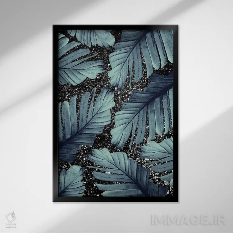 تابلو برگ موز I با درخشش براق اثر هنر آنیتا و بلا - نمای قابدار مشکی
