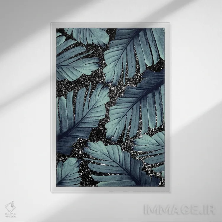 تابلو برگ موز I با درخشش براق اثر هنر آنیتا و بلا - نمای قابدار سفید