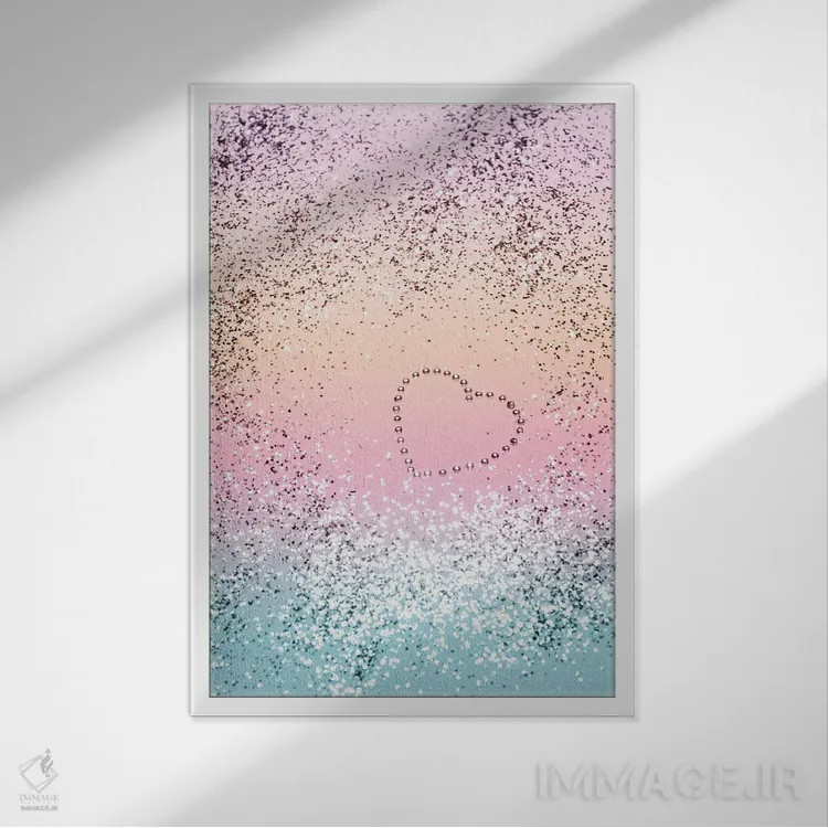 تابلو دختران تکشاخ تابستانی با قلب اکلیلی I اثر هنر آنیتا و بلا - نمای قابدار سفید