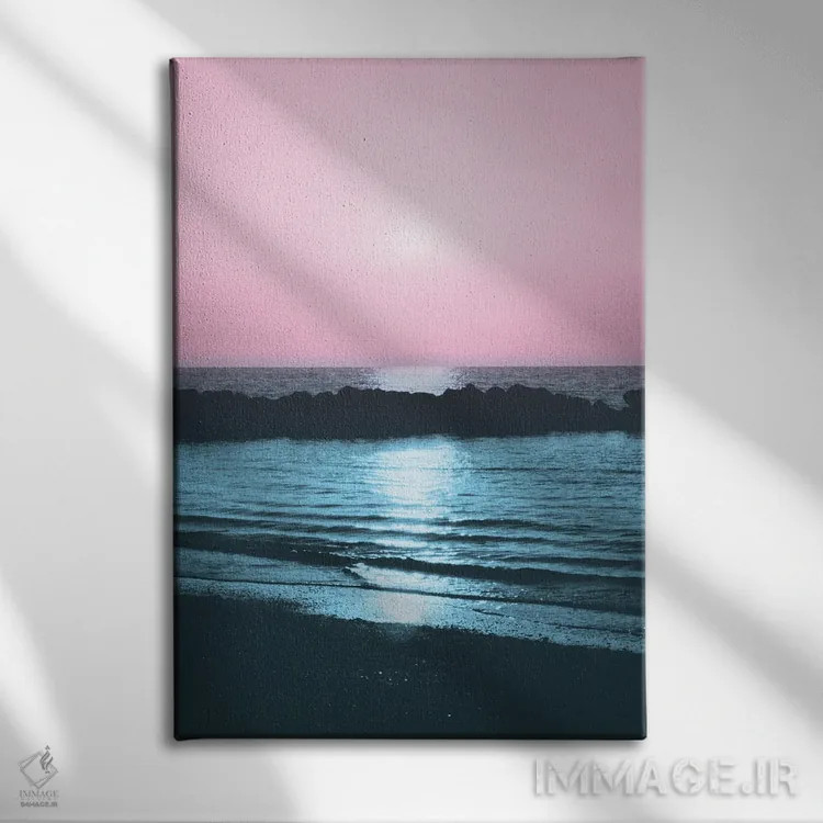 تابلو سرخوشی غروب اقیانوس V اثر هنر آنیتا و بلا - نمای روبهرو روی دیوار