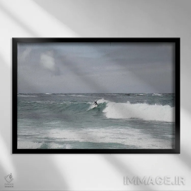 تابلو موجسوار بر موج I اثر هنر آنیتا و بلا - نمای قابدار مشکی