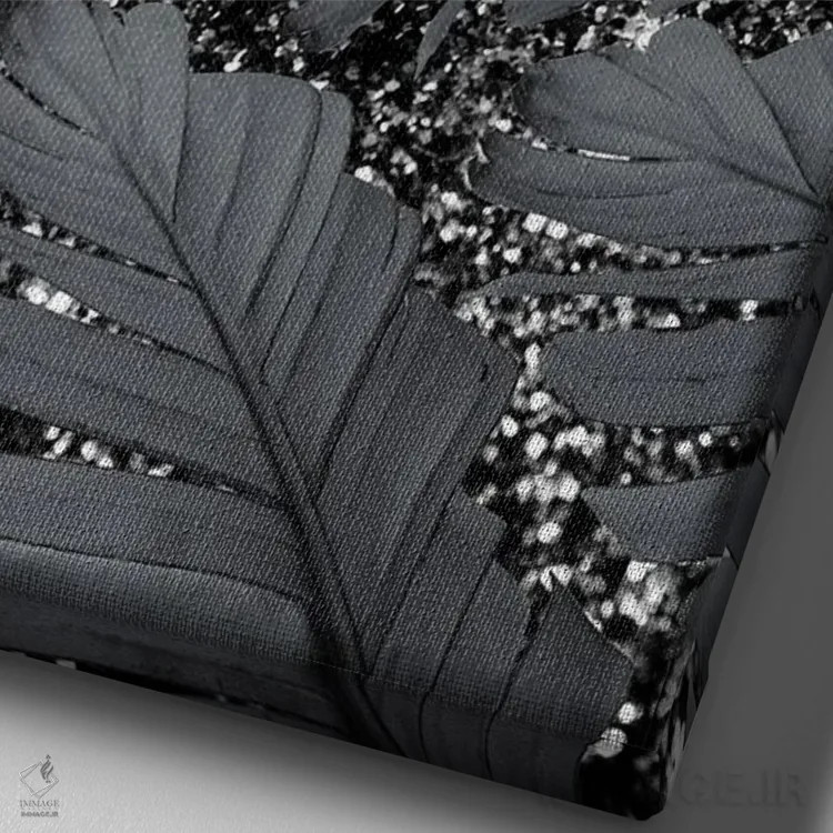 تابلو برگ موز II با درخشش براق اثر هنر آنیتا و بلا - نمای نزدیک بافت بوم