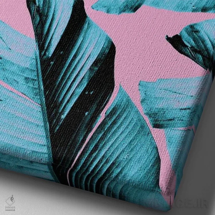 تابلو حال و هوای برگ موز گرمسیری III اثر هنر آنیتا و بلا - نمای نزدیک بافت بوم