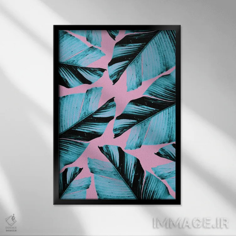 تابلو حال و هوای برگ موز گرمسیری III اثر هنر آنیتا و بلا - نمای قابدار مشکی