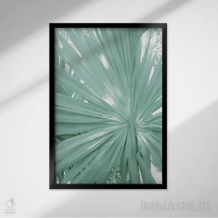تابلو ظرافت نخل بادبزنی گرمسیری II اثر هنر آنیتا و بلا - نمای قابدار مشکی
