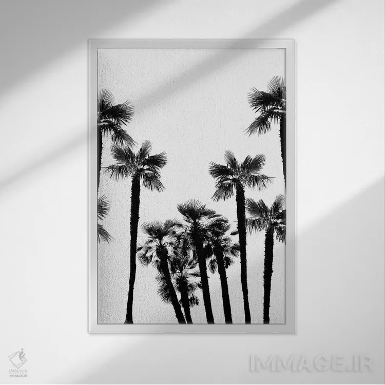 تابلو رویای درختان نخل گرمسیری II اثر هنر آنیتا و بلا - نمای قابدار سفید
