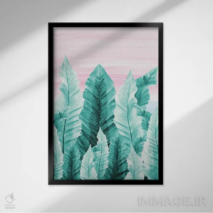 تابلو حال و هوای برگهای زیر آب IV اثر هنر آنیتا و بلا - نمای قابدار مشکی