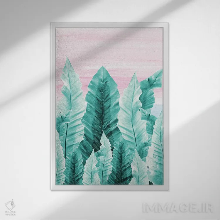 تابلو حال و هوای برگهای زیر آب IV اثر هنر آنیتا و بلا - نمای قابدار سفید