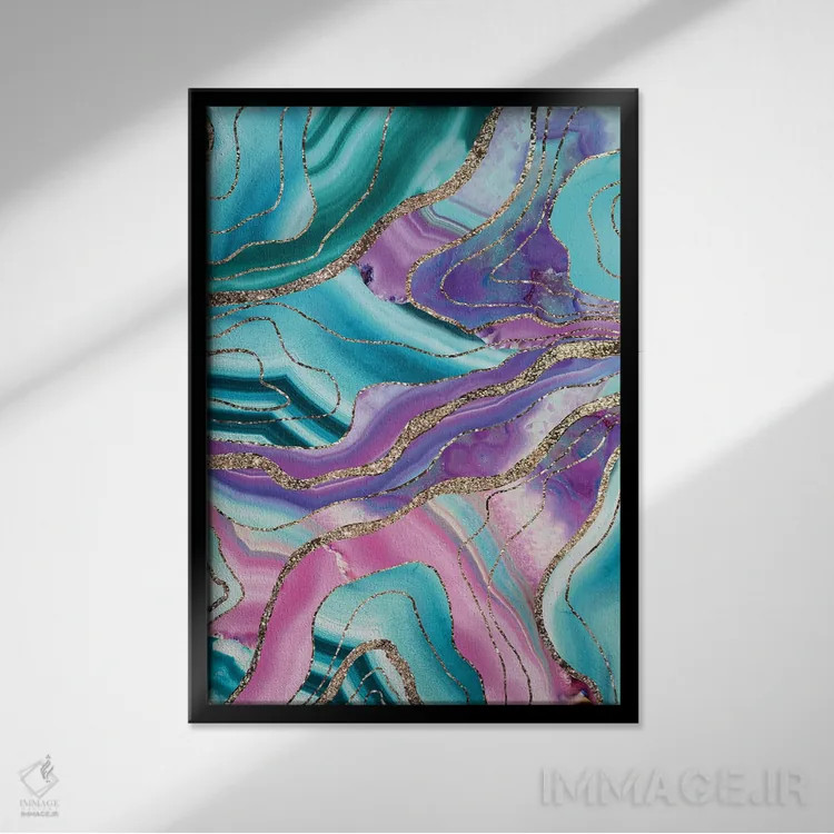 تابلو آگات پری دریایی تکشاخ براق اکلیلی I اثر هنر آنیتا و بلا - نمای قابدار مشکی