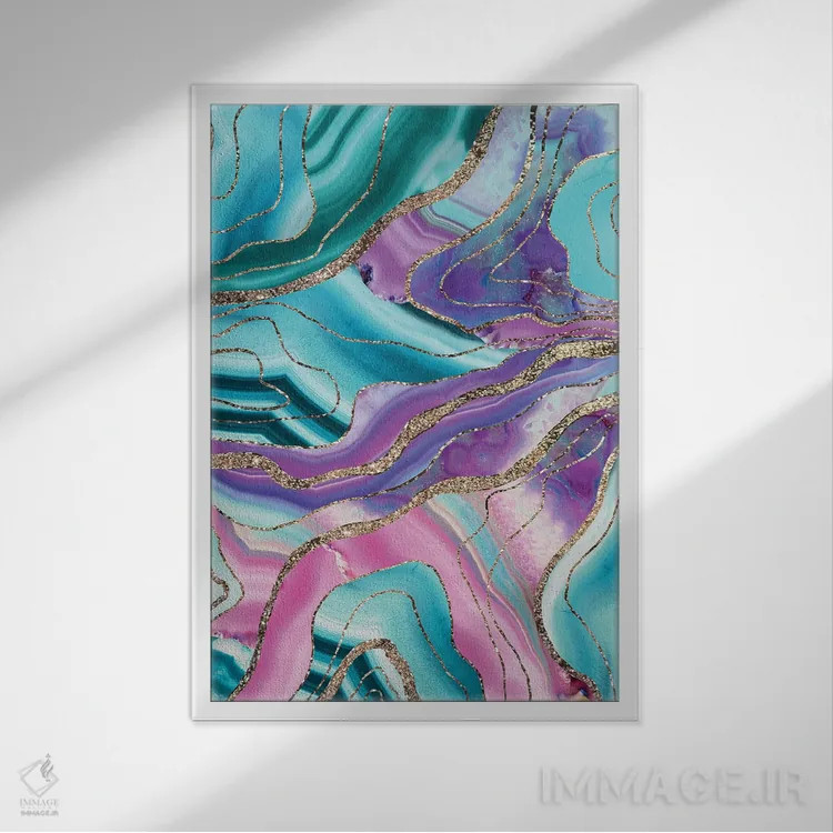 تابلو آگات پری دریایی تکشاخ براق اکلیلی I اثر هنر آنیتا و بلا - نمای قابدار سفید