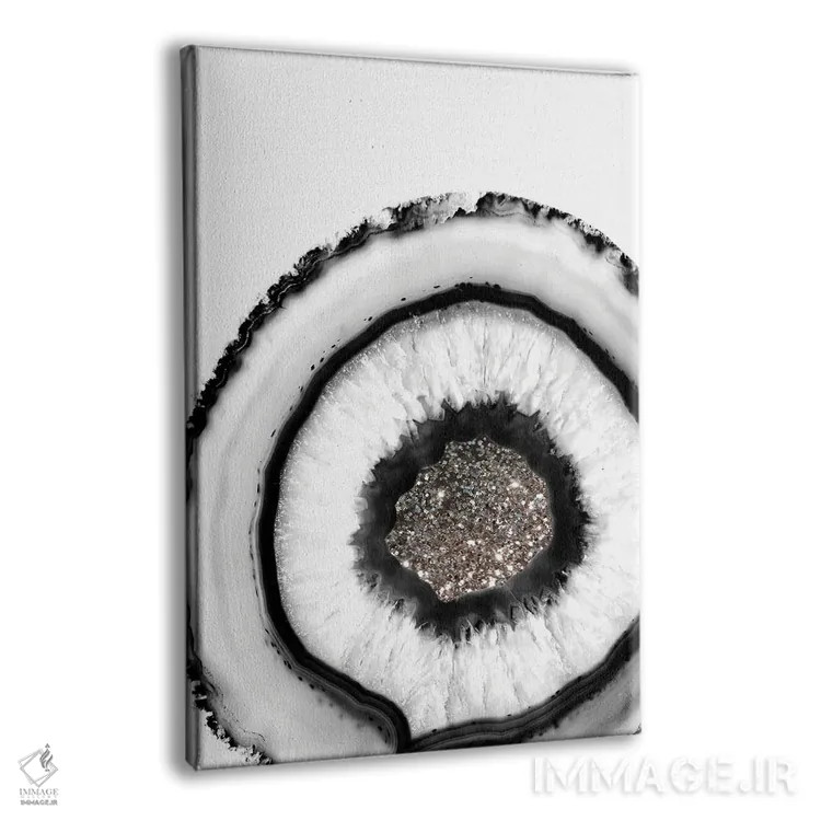 تابلو آگات سفید با درخشش نقرهای براق I اثر هنر آنیتا و بلا - نمای پرسپکتیو محصول