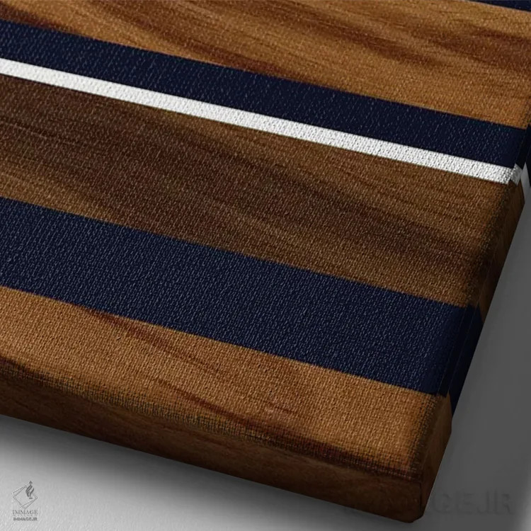 تابلو راهراه چوبی سرمهای و سفید I اثر هنر آنیتا و بلا - نمای نزدیک بافت بوم