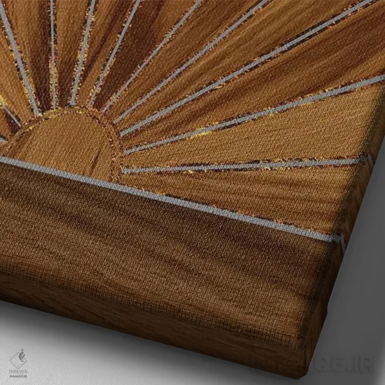 تابلو خورشید چوبی رترو براق I اثر هنر آنیتا و بلا - نمای نزدیک بافت بوم