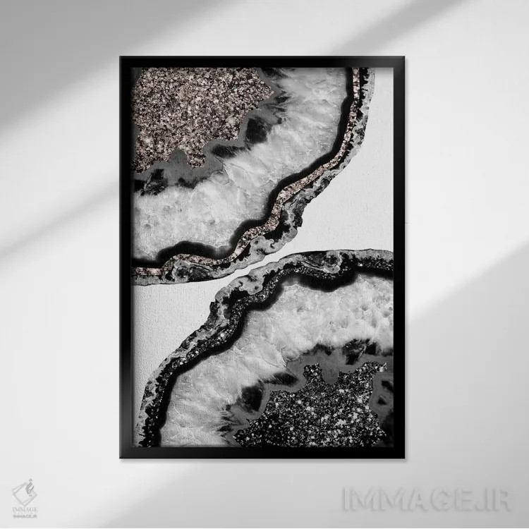 تابلو آگات یین یانگ براق اکلیلی I اثر هنر آنیتا و بلا - نمای قابدار مشکی