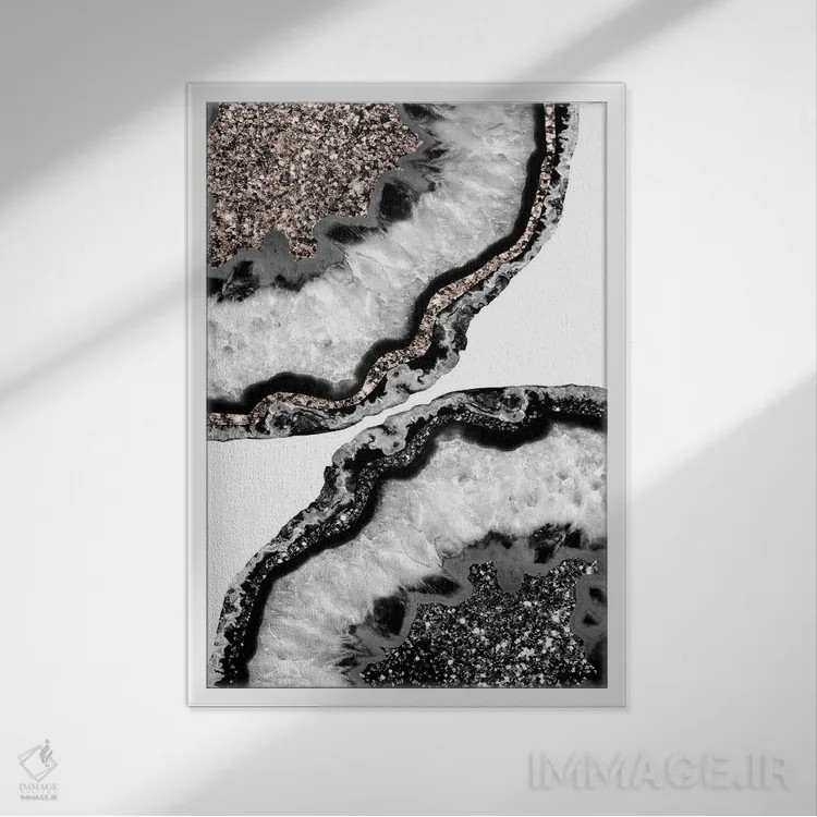 تابلو آگات یین یانگ براق اکلیلی I اثر هنر آنیتا و بلا - نمای قابدار سفید