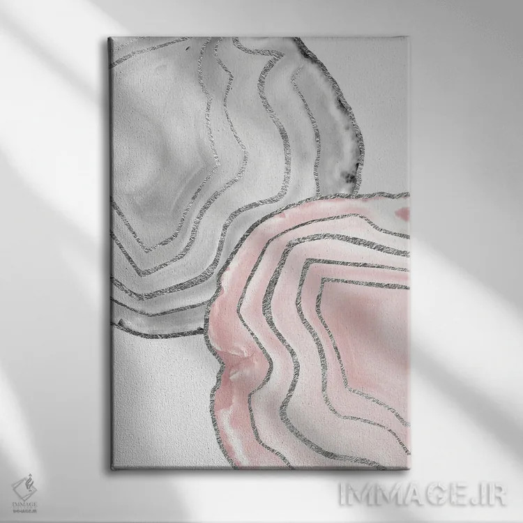 تابلو آگات یین یانگ نقرهای براق I اثر هنر آنیتا و بلا - نمای روبهرو روی دیوار