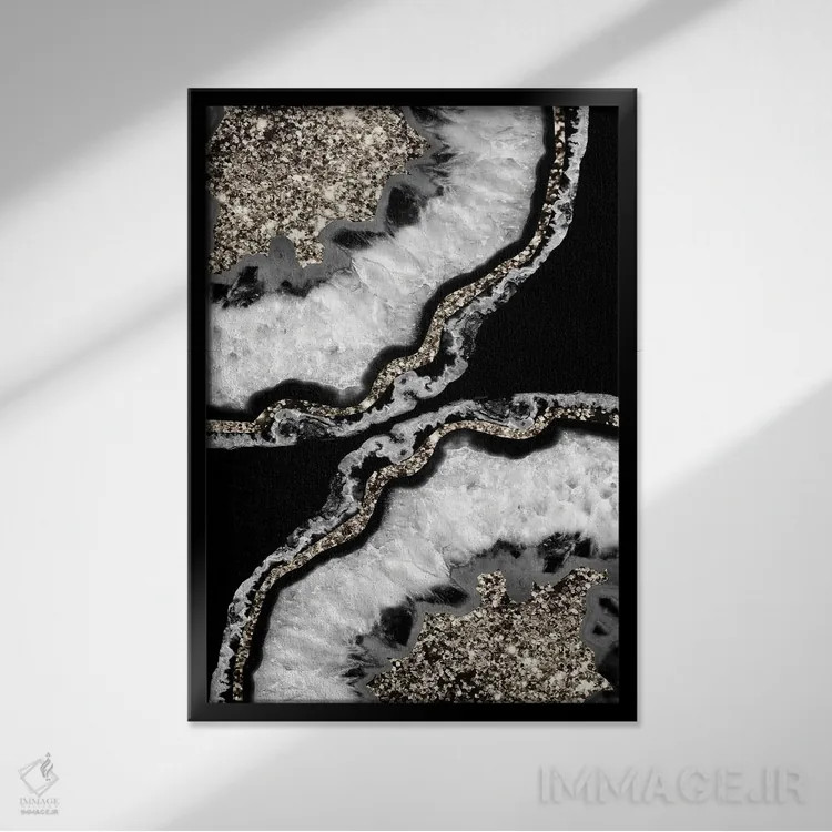 تابلو آگات یین یانگ براق اکلیلی XIII اثر هنر آنیتا و بلا - نمای قابدار مشکی