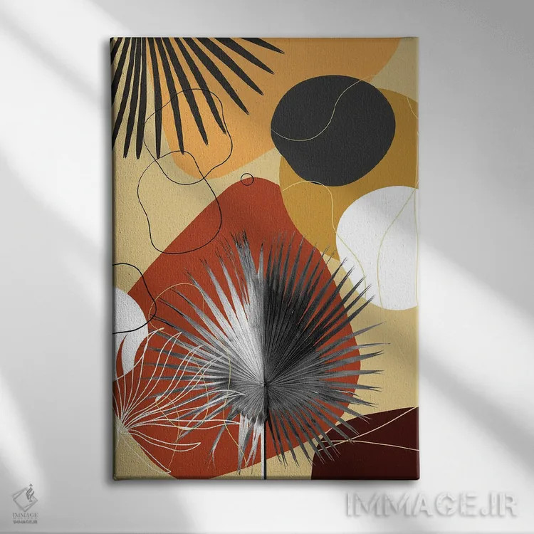 تابلو ظرافت نخل بادبزنی یین یانگ I اثر هنر آنیتا و بلا - نمای روبهرو روی دیوار