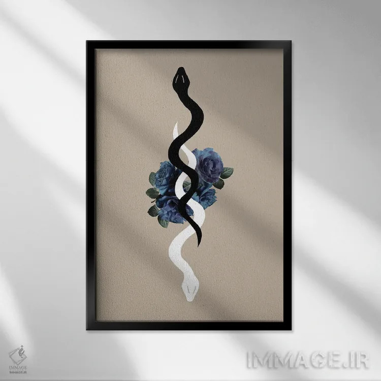 تابلو مار یین یانگ براق I اثر هنر آنیتا و بلا - نمای قابدار مشکی