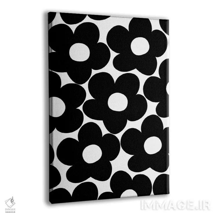 تابلو گلهای مرواریدی رترو سیاه و سفید I اثر هنر آنیتا و بلا - نمای پرسپکتیو محصول