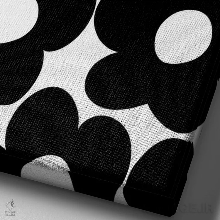 تابلو گلهای مرواریدی رترو سیاه و سفید I اثر هنر آنیتا و بلا - نمای نزدیک بافت بوم