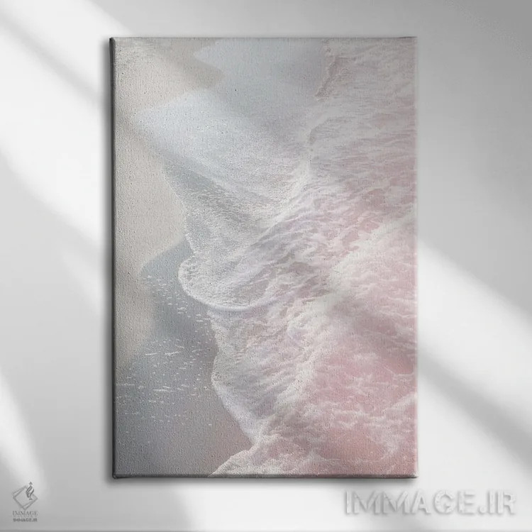 تابلو رویای امواج اقیانوس صورتی گونهای I اثر هنر آنیتا و بلا - نمای روبهرو روی دیوار