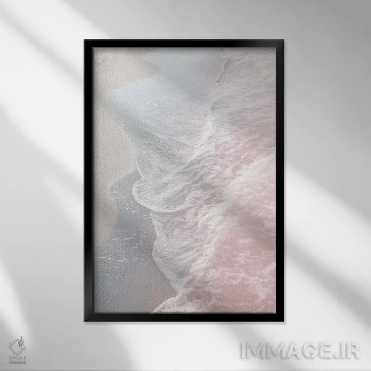 تابلو رویای امواج اقیانوس صورتی گونهای I اثر هنر آنیتا و بلا - نمای قابدار مشکی