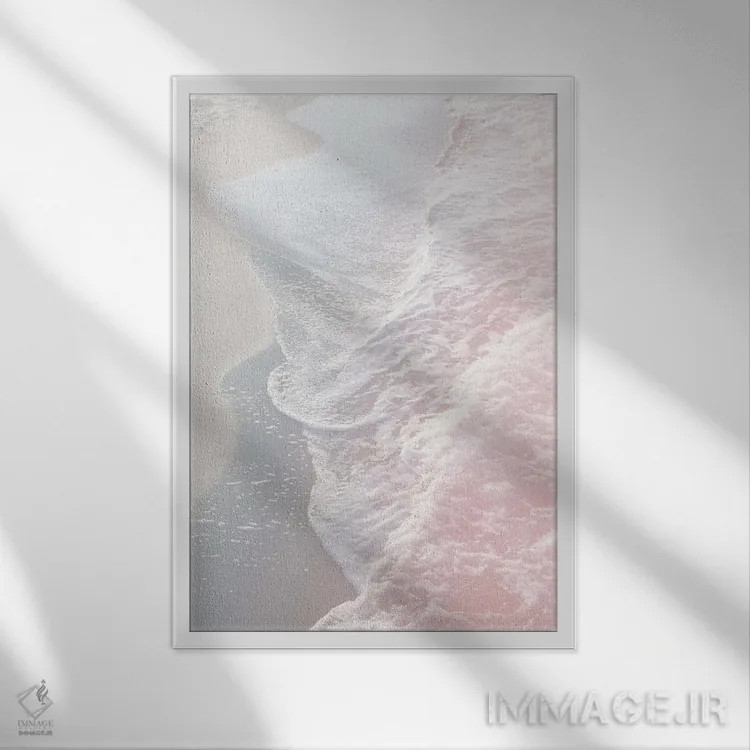تابلو رویای امواج اقیانوس صورتی گونهای I اثر هنر آنیتا و بلا - نمای قابدار سفید