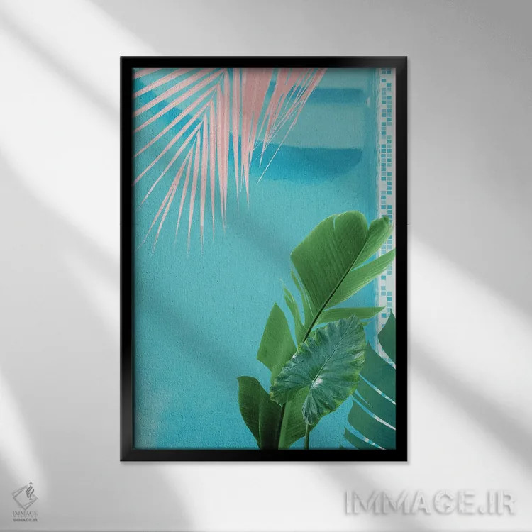 تابلو حال و هوای استخر کارائیب I اثر هنر آنیتا و بلا - نمای قابدار مشکی