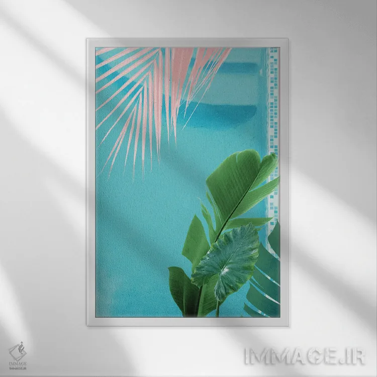 تابلو حال و هوای استخر کارائیب I اثر هنر آنیتا و بلا - نمای قابدار سفید