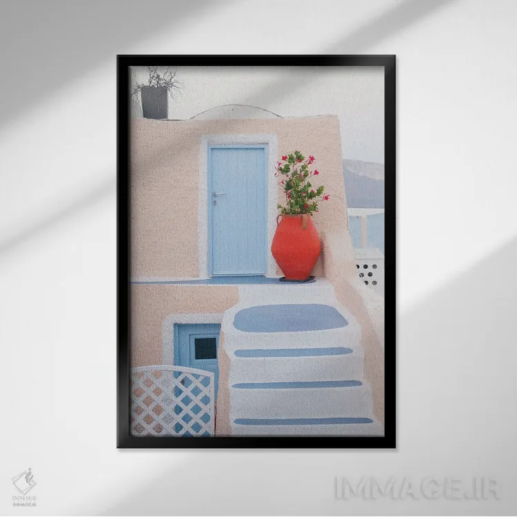 تابلو اویای رؤیایی سانتورینی III (محلهای در سانتورینی) اثر هنر آنیتا و بلا - نمای قابدار مشکی