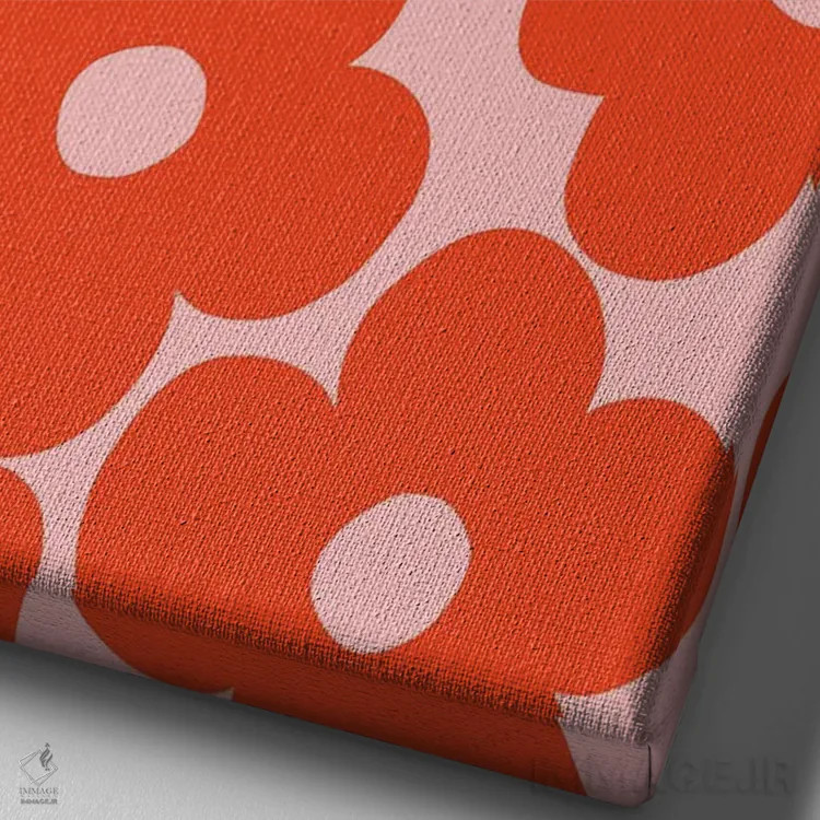 تابلو گلهای مرواریدی توتفرنگی رترو I اثر هنر آنیتا و بلا - نمای نزدیک بافت بوم