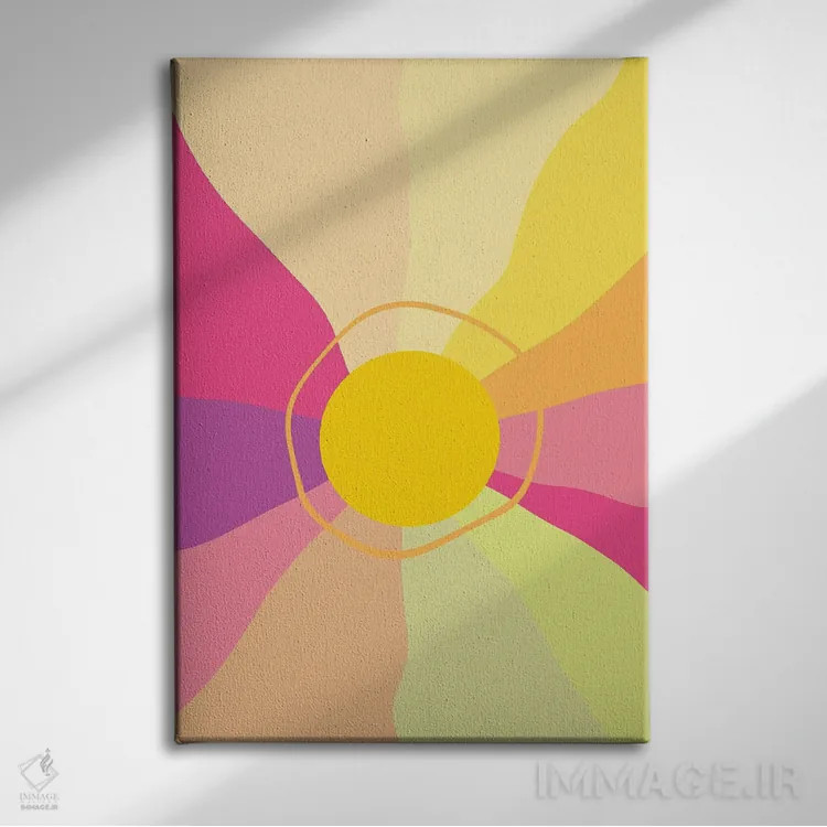 تابلو طلوع رترو براق I اثر هنر آنیتا و بلا - نمای روبهرو روی دیوار