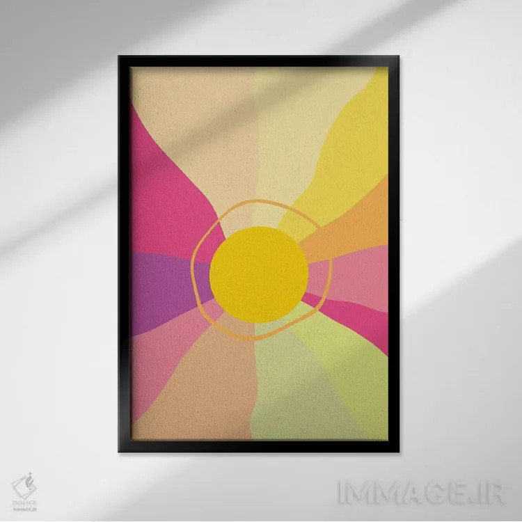 تابلو طلوع رترو براق I اثر هنر آنیتا و بلا - نمای قابدار مشکی