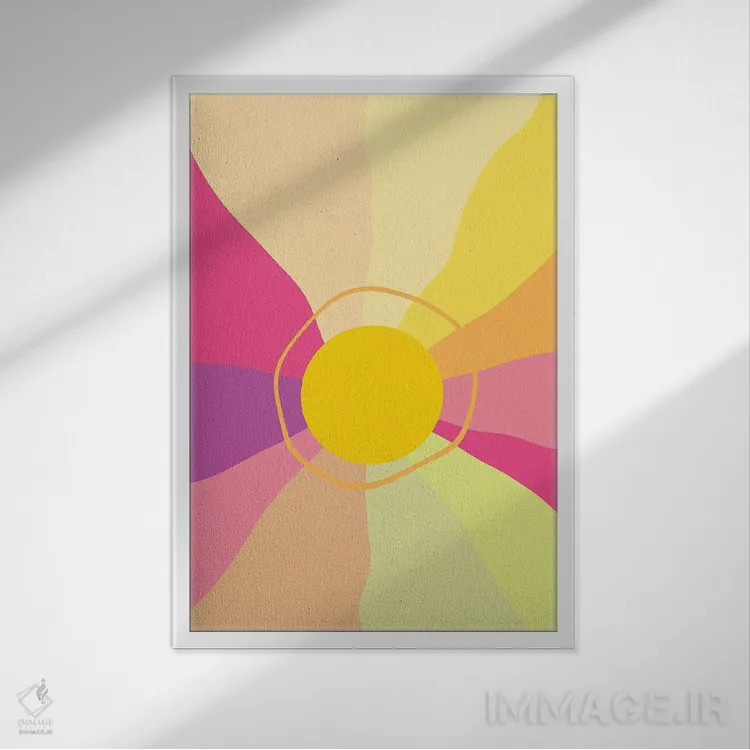 تابلو طلوع رترو براق I اثر هنر آنیتا و بلا - نمای قابدار سفید