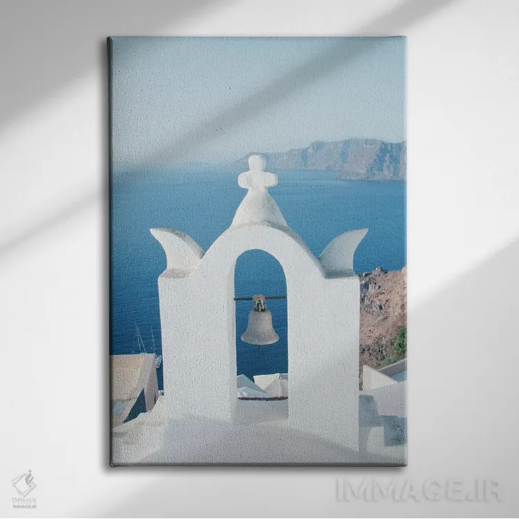 تابلو سرخوشی جزیره سانتورینی I اثر هنر آنیتا و بلا - نمای روبهرو روی دیوار