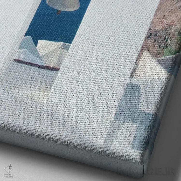 تابلو سرخوشی جزیره سانتورینی I اثر هنر آنیتا و بلا - نمای نزدیک بافت بوم