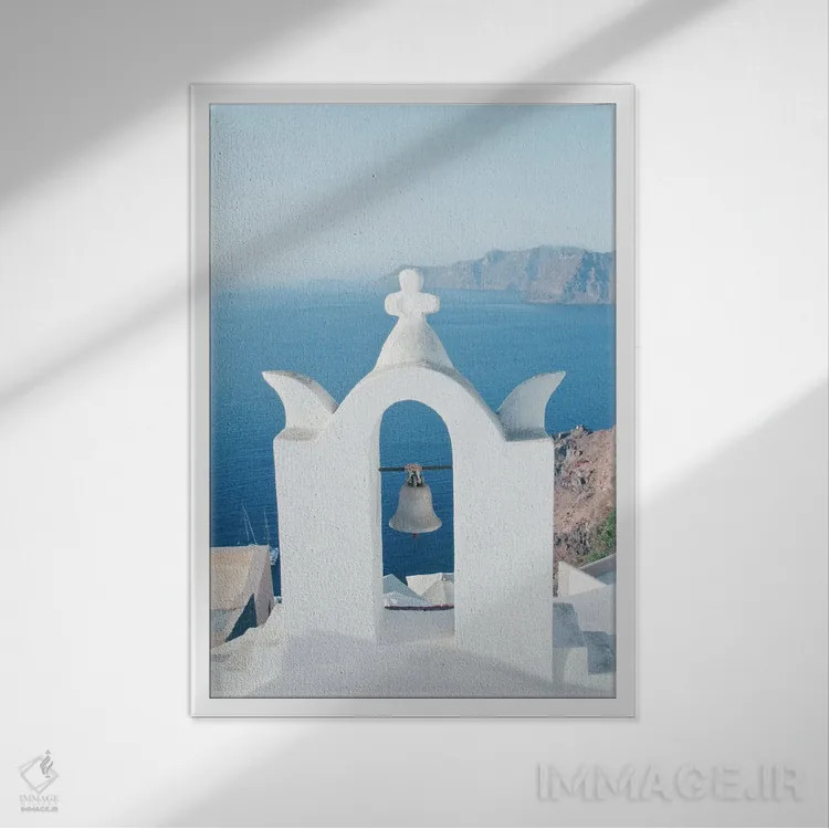 تابلو سرخوشی جزیره سانتورینی I اثر هنر آنیتا و بلا - نمای قابدار سفید