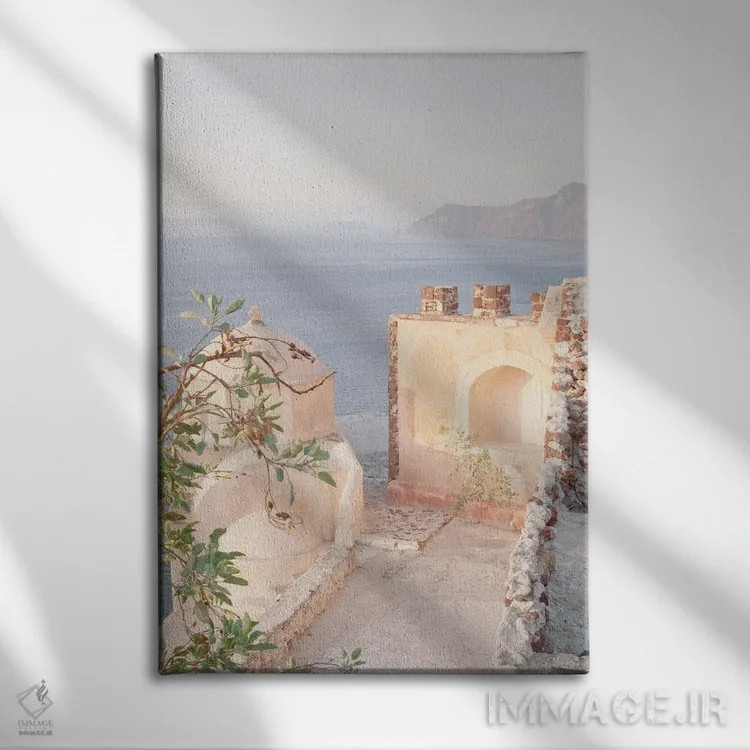 تابلو رویای سانتورینی I اثر هنر آنیتا و بلا - نمای روبهرو روی دیوار