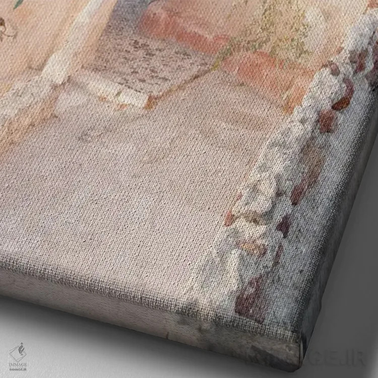 تابلو رویای سانتورینی I اثر هنر آنیتا و بلا - نمای نزدیک بافت بوم