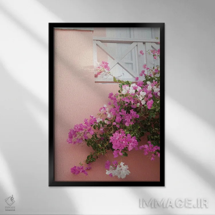 تابلو رویای زیبایی اویای سانتورینی V (محلهای در سانتورینی) اثر هنر آنیتا و بلا - نمای قابدار مشکی