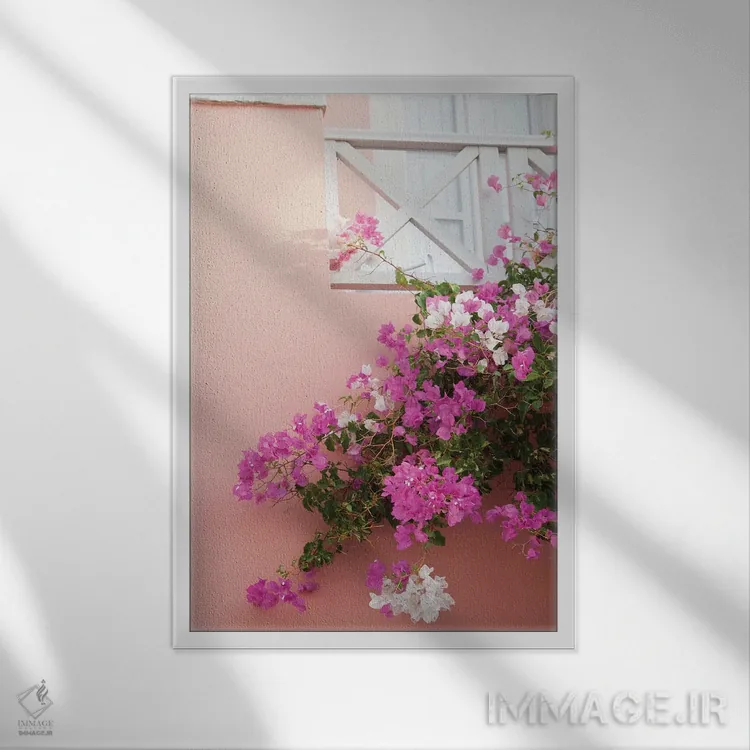 تابلو رویای زیبایی اویای سانتورینی V (محلهای در سانتورینی) اثر هنر آنیتا و بلا - نمای قابدار سفید