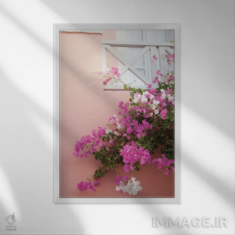 تابلو رویای زیبایی اویای سانتورینی V (محلهای در سانتورینی) اثر هنر آنیتا و بلا - نمای قابدار سفید